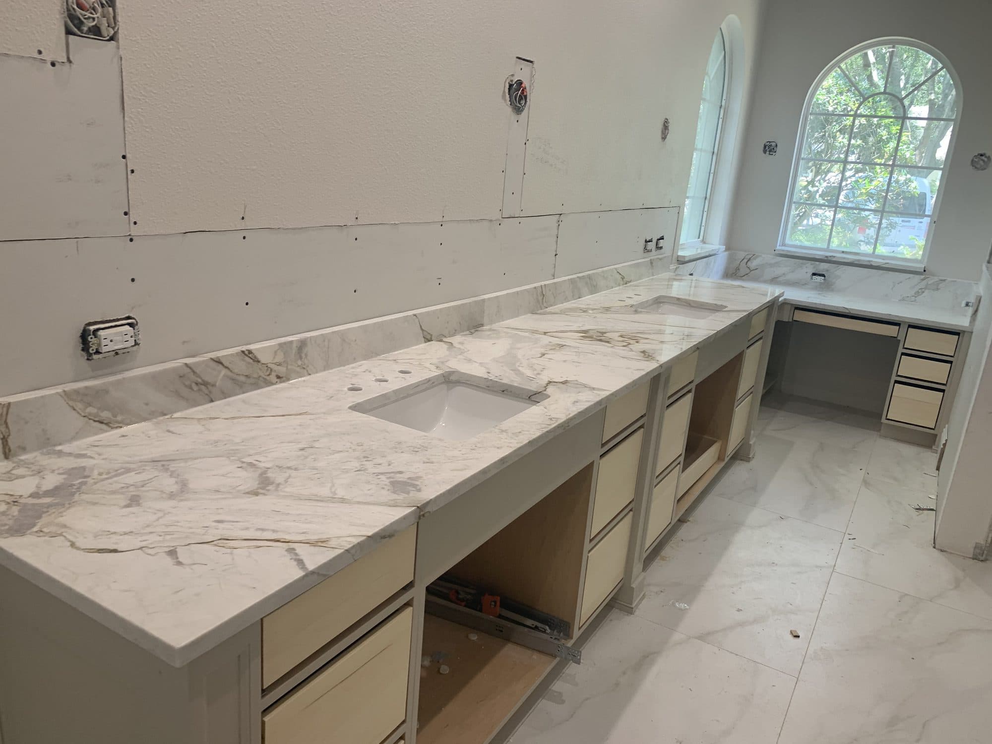 Primary Bath Marble Double Vanity